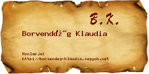 Borvendég Klaudia névjegykártya